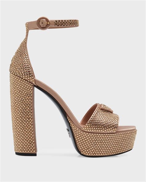 prada ankle strap platform sandal|Prada studded pony skin sandals.